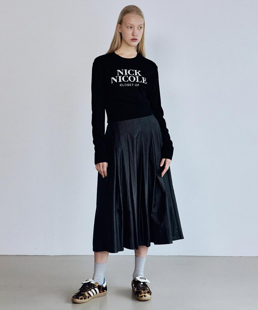 Nigaennikol Cashmere Nicole Logo Crop Jacquard Knit_Black