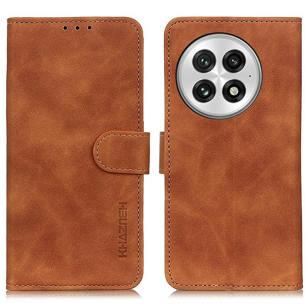 

KHAZNEH For OnePlus 13 Case PU Leather Retro Texture Phone Cover Brown