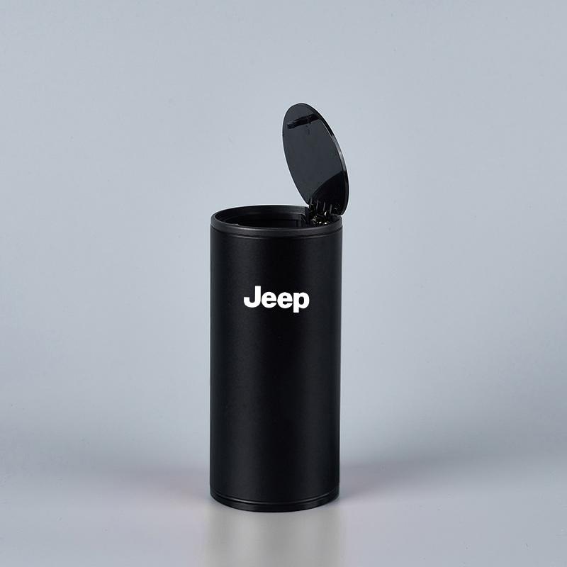 Alloy Car Trash Can Organizer Storage Bag Garbage Bin Ashtray For Jeep Renegade Wrangler Gladiator Grand Cherokee Compass JK JL AKN1