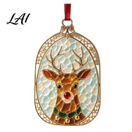 Holiday Fireplace Decor Christmas Sea Glass Suncatcher Stained Style Acrylic Window Hanging Ornament Cute Suncatcher Tree/Snowman/Gingerbread
