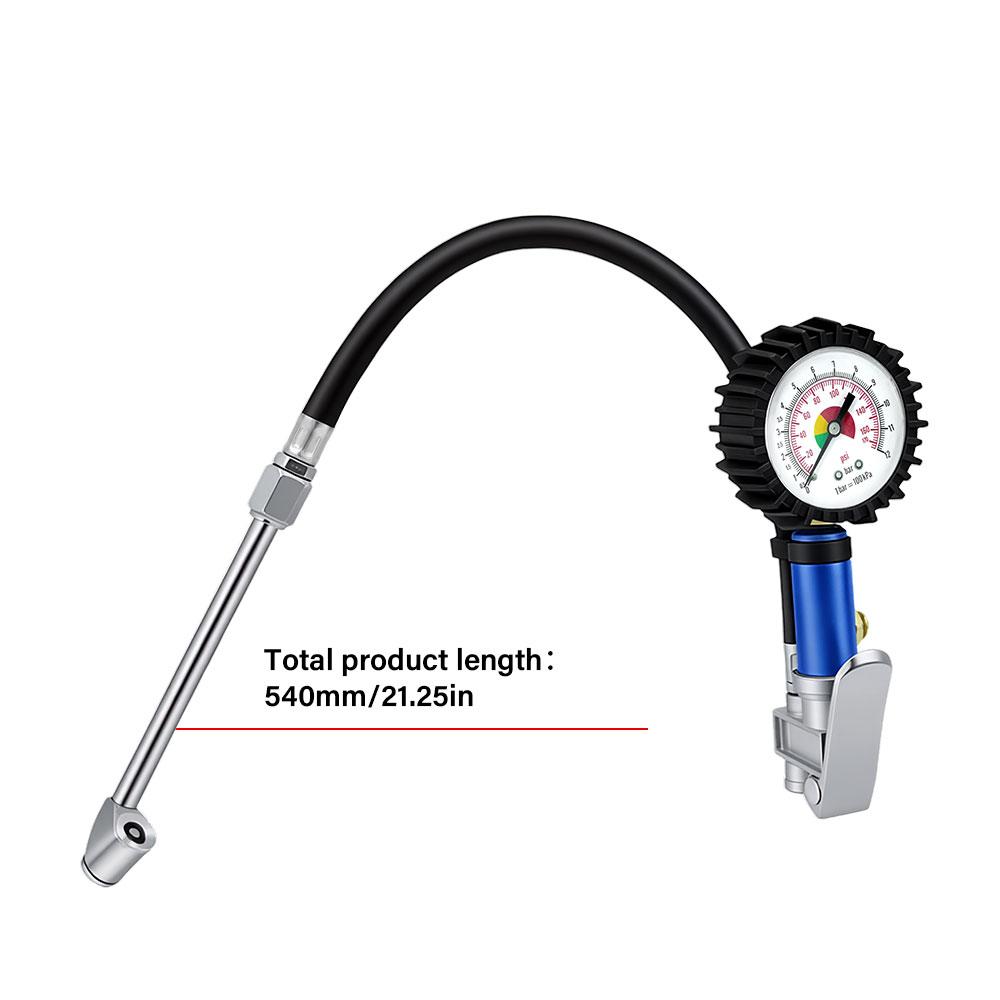 12 Bar Self Clamping Tire Inflator with Air Pressure Gauge and Quick Air Connector Pump Gun Tire Inflator Gauge Inflator Gun