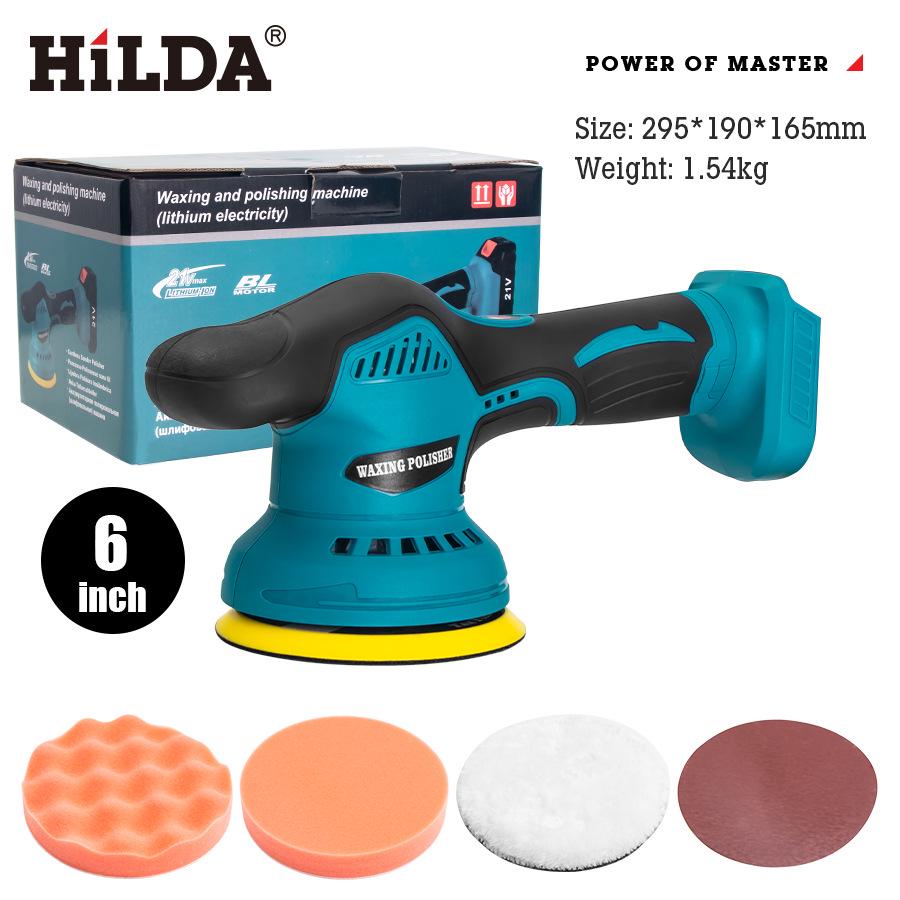 

HILDA 21V 6-дюймовая литиевая аккумуляторная многофункциональная полировальная машина для автомобиля и воскователь