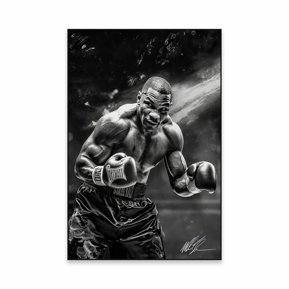 Mike Tyson Boxing Wall Art Poster Black and White Fighting Sport Print Bodybuilding Canvas Painting Motivational Gym Room Decor