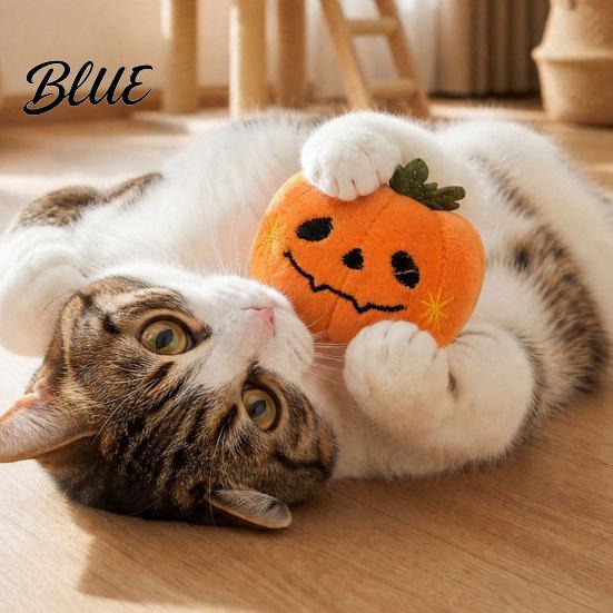 Plush Cat Toy Halloween Theme Toy Soft Ghost Bat Pumpkin Cute Holiday Pet Photography Props Stuffed Chew for Indoor Cats Boredom Relief