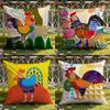 Rooster Doodle Art Cushion Cover Home & Car Dual-Scene Pillow Cover: Reversible for Premium Comfort