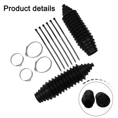 Automotive Rack Dust Boot Kit with 2 Adjustable Tie Rod Boots 6 Cable Ties and Locking Clamps for Enhanced Protection