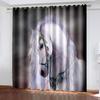 Horse With Wooden Door 3D Digital Printing Bedroom Living Room Window Curtains 2 Panels