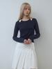 KIJUN Collar Jersey Top Navy