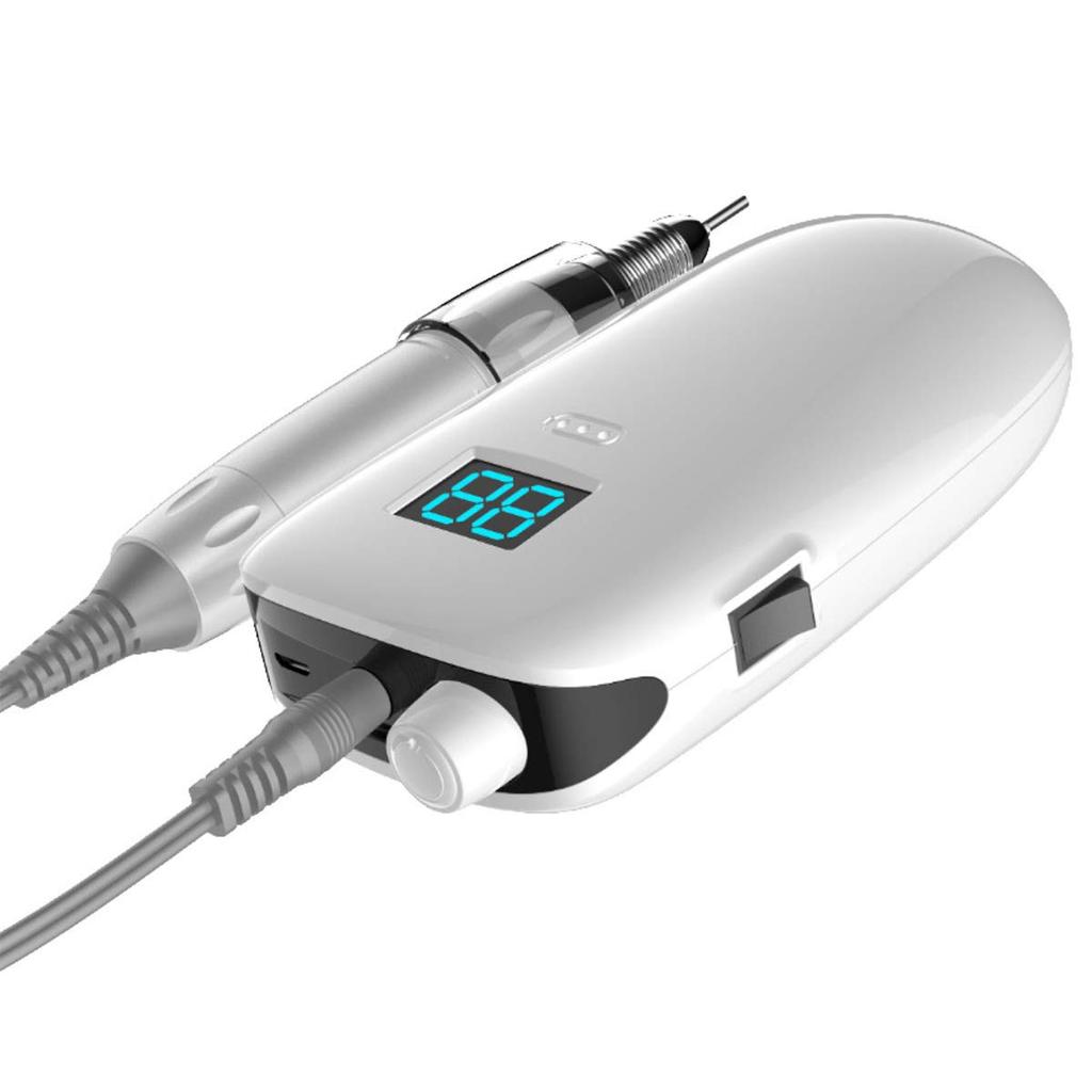 Naism Professional Portable Nail Machine Wireless Charging Type M8002 Electric Nail Machine Nail Drill Handy Rechargeable (White)