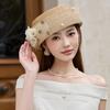 Women's Hat Mesh Mini Hat Summer Bowknot Flower Beret Elegant Top Hat Straw Hat Chic Fashion Hat