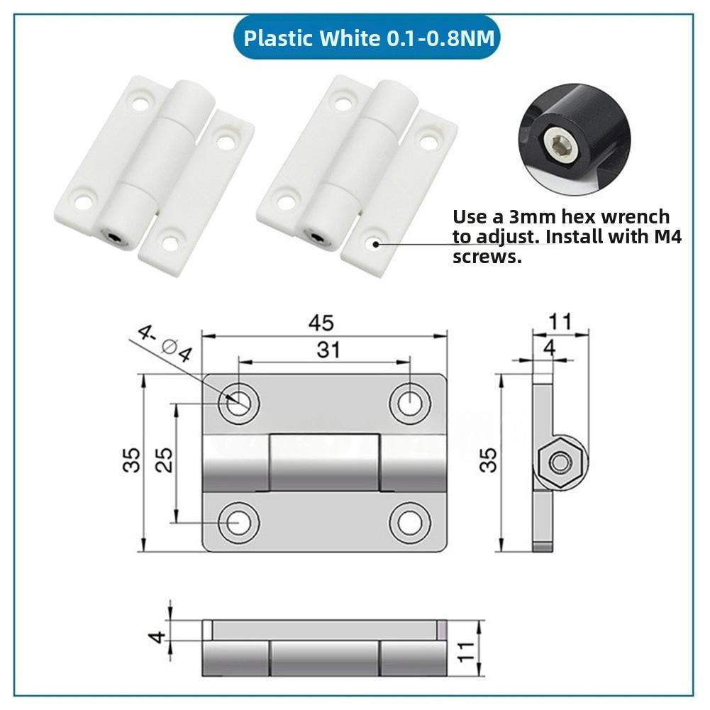 2pcs Hinges DIY Damped Rotary Shaft Adjustable Torque Hinge with Any Stop Positioning for Cabinets Electrical Panels Furniture