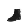 Krazing Pot Cow Suede Nubuck Winter Round Toe Modern Boots Med Heels Zipper Patch Work Women Ankle Boots