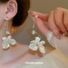 Silver Needle Zircon Pearl Flower Fringed Earrings Light Luxury High-end Stud Earrings Retro Niche Design Temperament Earrings Women