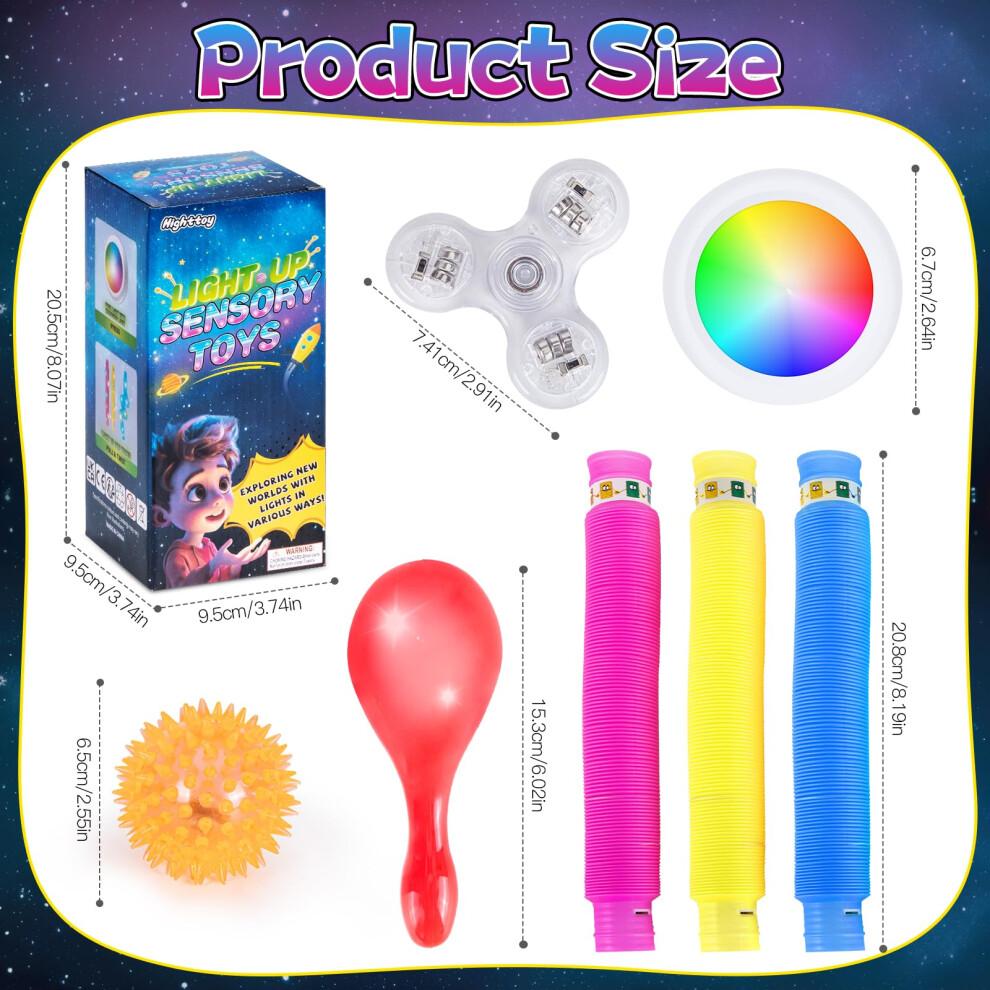 Highttoy Light Up Sensory Toys, Sensory Toys for Autism, 7PCS Light Up Toys, Sensory lights, Gifts for 4 5 6 7 8 Year Old Kids, Party Favors Stress R