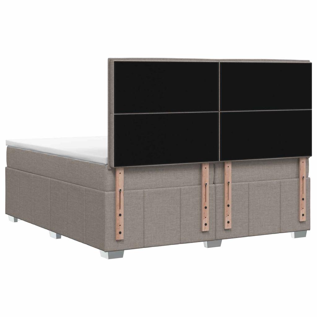 Box Spring Bed with Mattress Taupe 200 X 200 Cm Fabric