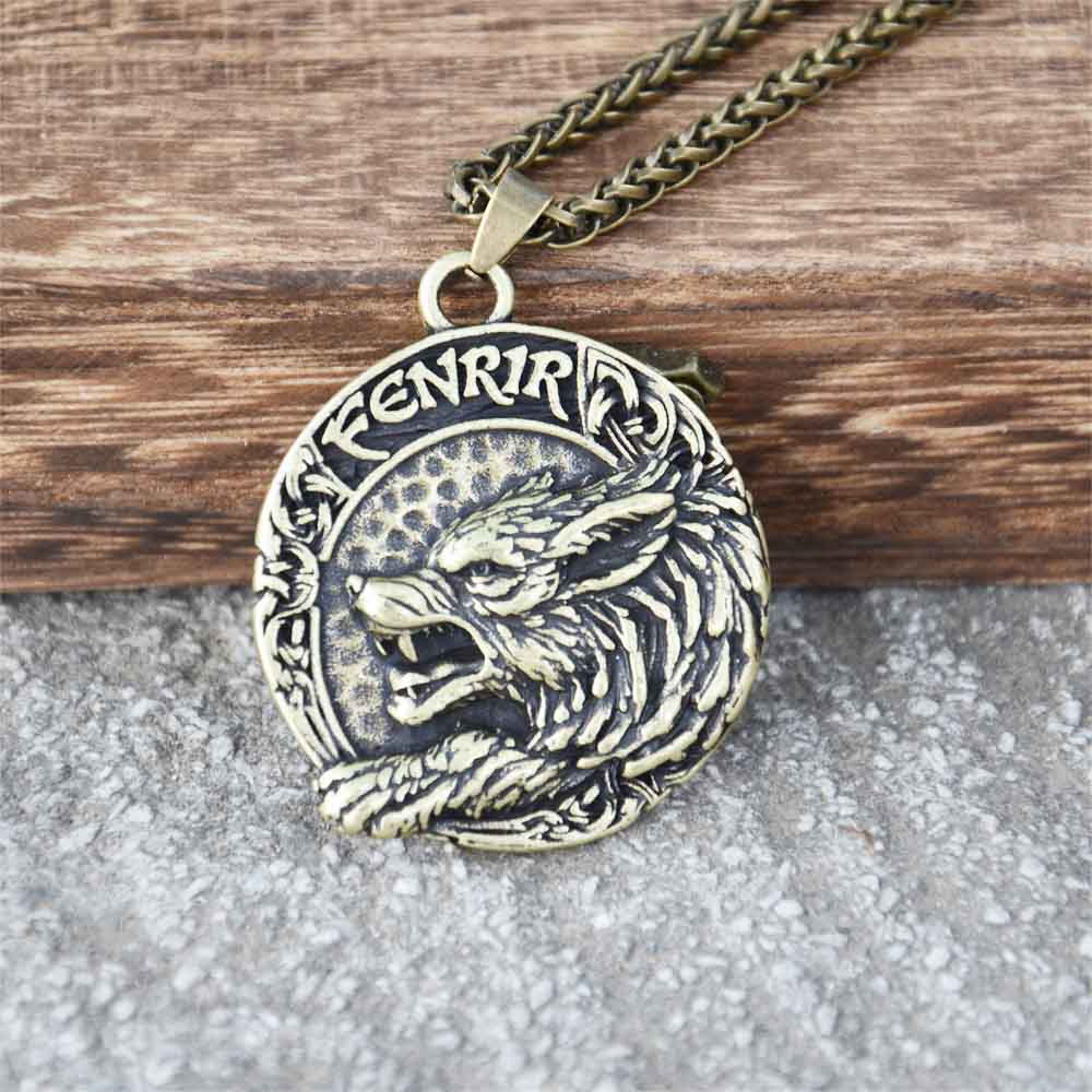Viking Fenrir Wolf Norse Mythology Vegvisir Runes Protection Amulet Male Pendant Necklace Gothic Accessories