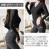 Ribbed Knit Leotard Body [WinsGreat] Women's Long-Sleeve V-Neck Bodysuit, Top, Jumpsuit, Shaper, Innerwear, Sexy, Cute, Slimming, Breathable,