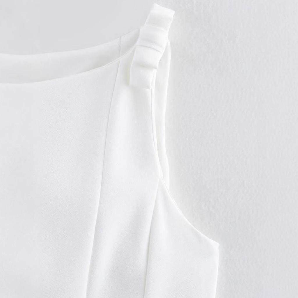 2025 Summer European & American Bow-Accent Hem Skirt & Vest Set