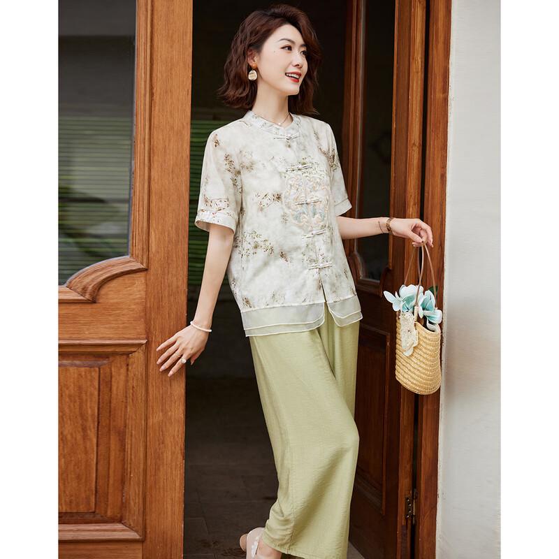 New Chinese Style Embroidered Summer Two-Piece Set