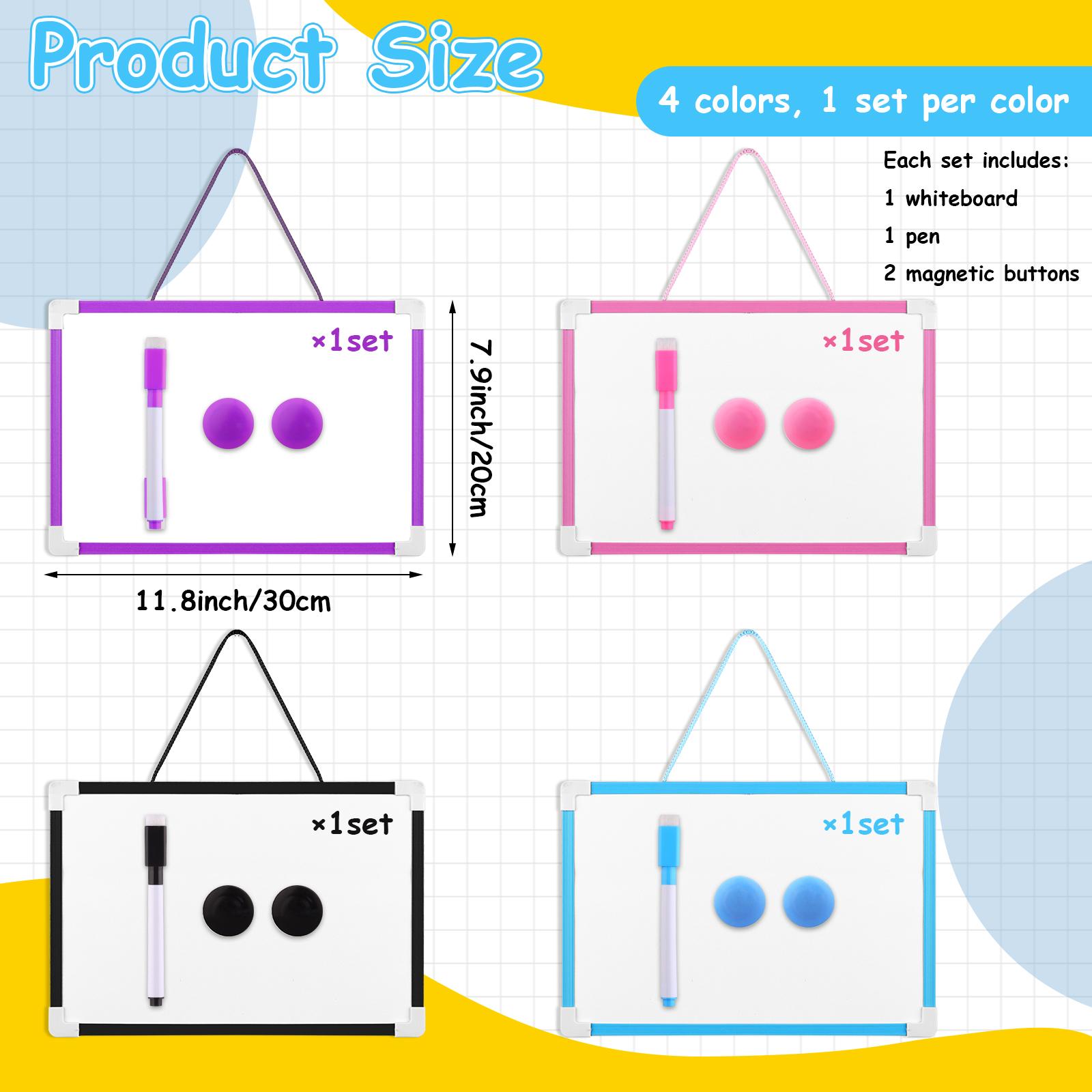 

4 Pcs Dry Erase Whiteboard 8 X 12 Magnetic White Board A4 Magnetic Double-Sided Dry Erase White Board Easel With Lanyard Includ 1