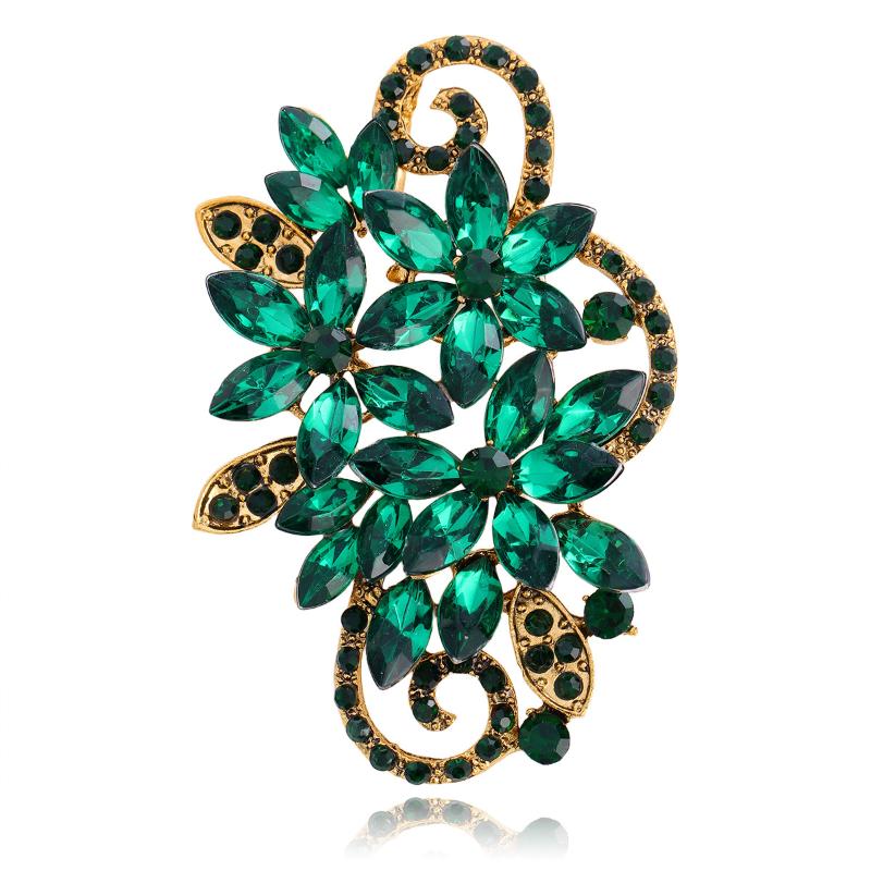 Vintage Exquisite Rhinestone Crystal Flower Brooch For Women Clothing Jewelry Accessries Gifts