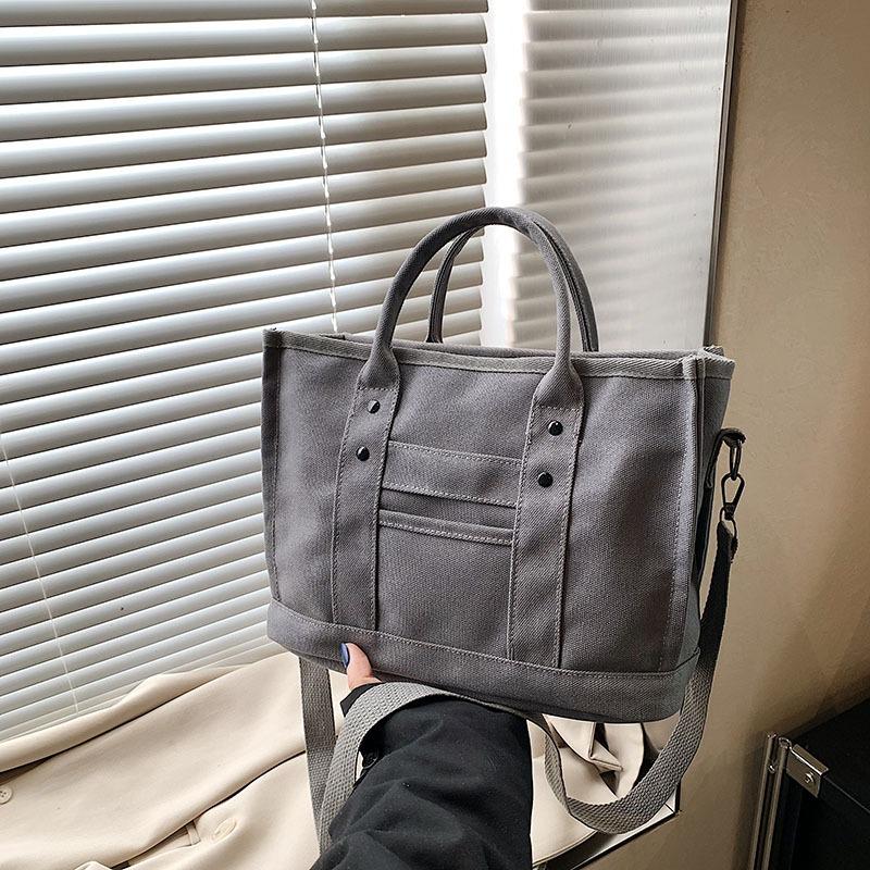 Large capacity bag versatile casual canvas shoulder bag handbag college student fashion tote bag women