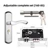Universal Adjustable Stainless Steel Indoor Door Lock Wooden Handle for Bedroom Security Tamper-Free Household Safety