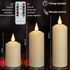 Rechargeable Flameless Candles with Remote Timer, in/Outdoor Waterproof LED Flickering Pillar Candles Set of 6 (D2 x H4/5.5/6.5"), Battery Operated