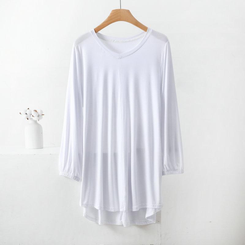 V-Neck Plus Size Tshirt for Women Summer Loose T-shirts Modal Bottoming Tee Tops XL To 8XL Solid Color Casual Tees