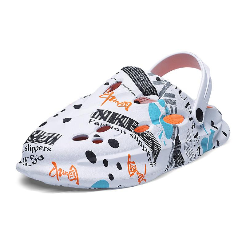 Men'S Hole Shoes Thick-Soled Outer Wear, Stepping On Shit-Feeling Bag Head Slippers Heightening Outdoor Beach Sandals