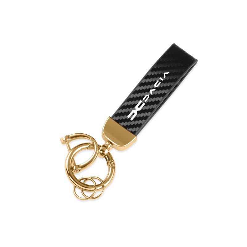 Carbon Leather Luxury Car Logo Keychain Zinc Alloy Emblem Keyring For Dacia Logan Sandero Duster Lodgy Spring Jogger Dokker