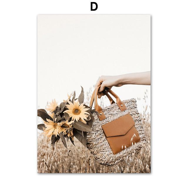 Herbst Mädchen Weizen Sonnenblume Reed Fahrrad Wand Kunst Leinwand Malerei Nordic Poster Und Drucke Wand Bilder Für Wohnzimmer Dekor