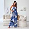 New Summer Fashion Printed Strapless and Waist-cinching Trousers and Jumpsuits for Women