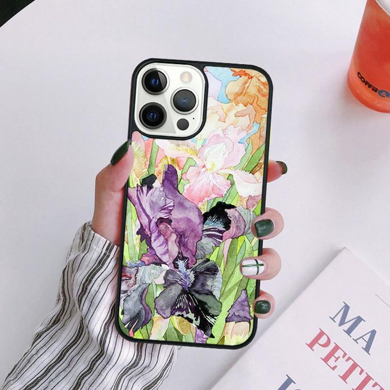 Lilac Irises Paintng Phone Case For iPhone 17 Air 14 13 12 16Pro Max 15 Plus Cover Shell Max Coque