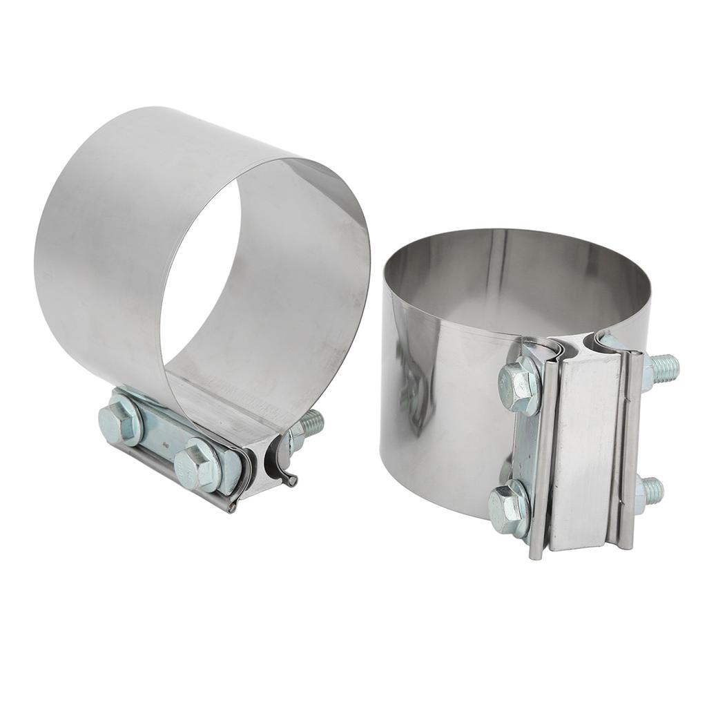 2 Stück Stoßverbindungs-Auspuffhülsenklemmen Edelstahl Schalldämpfer-Bandschellen mit Schrauben für 4-Zoll-Rohr