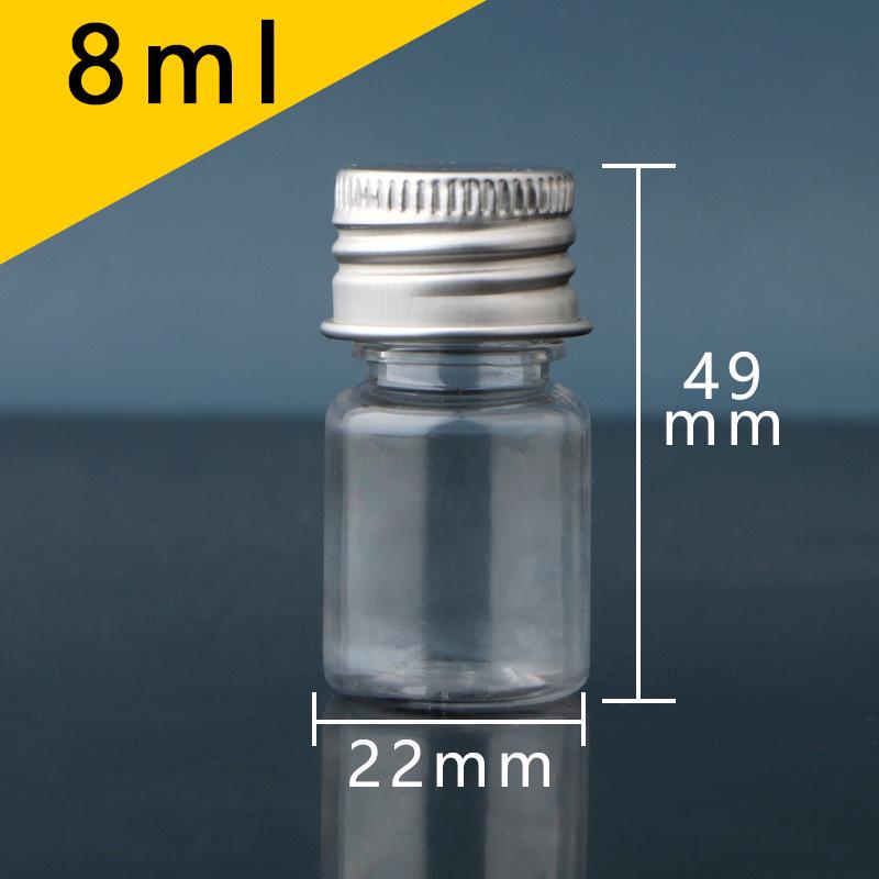 Transparente PET-Flasche mit Aluminiumkappe zur Flüssigkeitsabgabe, 10-100 ml, mit versiegeltem Deckel für Lotionen