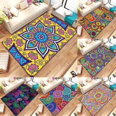 Bohemian Mandala Carpet Floral Geometric Pattern Soft Non Slip Bathroom Rug for Entryway Hallway Home Decor Mat