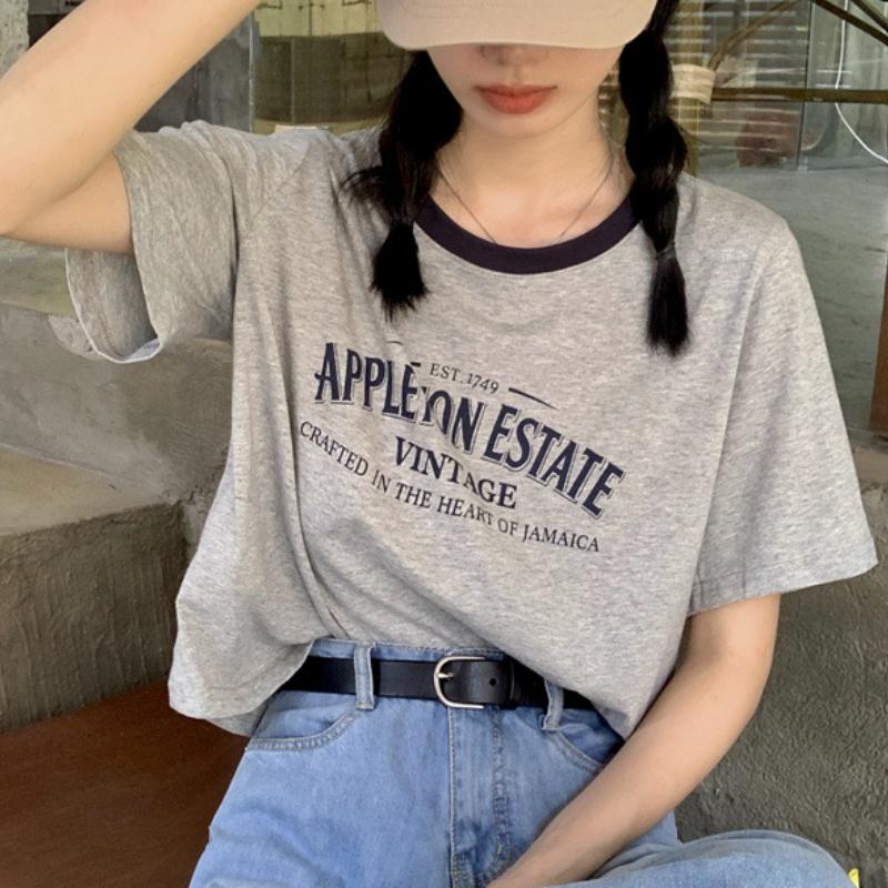 

GMXIA Женская модная повседневная футболка с коротким рукавом и круглым вырезом и топ XXL серый