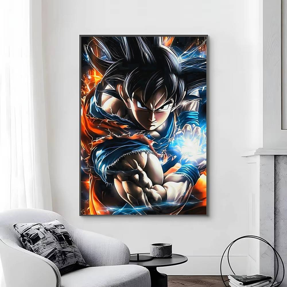 1pc Anime DRAGON BALL Son Goku Posters Self-adhesive Paper Print Home Living Room Bedroom Entrance Bar Cafe Art