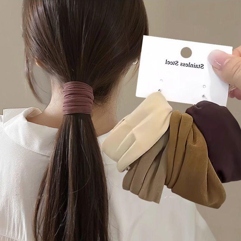 High Elasticity Coffee Color Hair Tie - Versatile 2025 Wide Edge Ponytail Rubber Band for Women