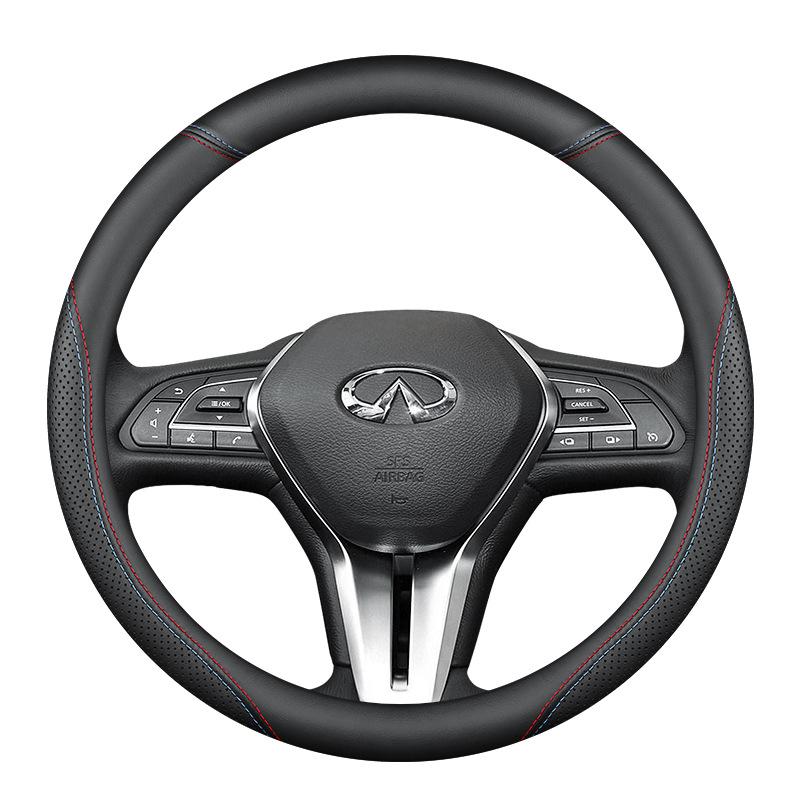 Genuine Leather Steering Wheel Cover for Infiniti QX30, QX50, Q50, Q50L, QX60, and QX70
