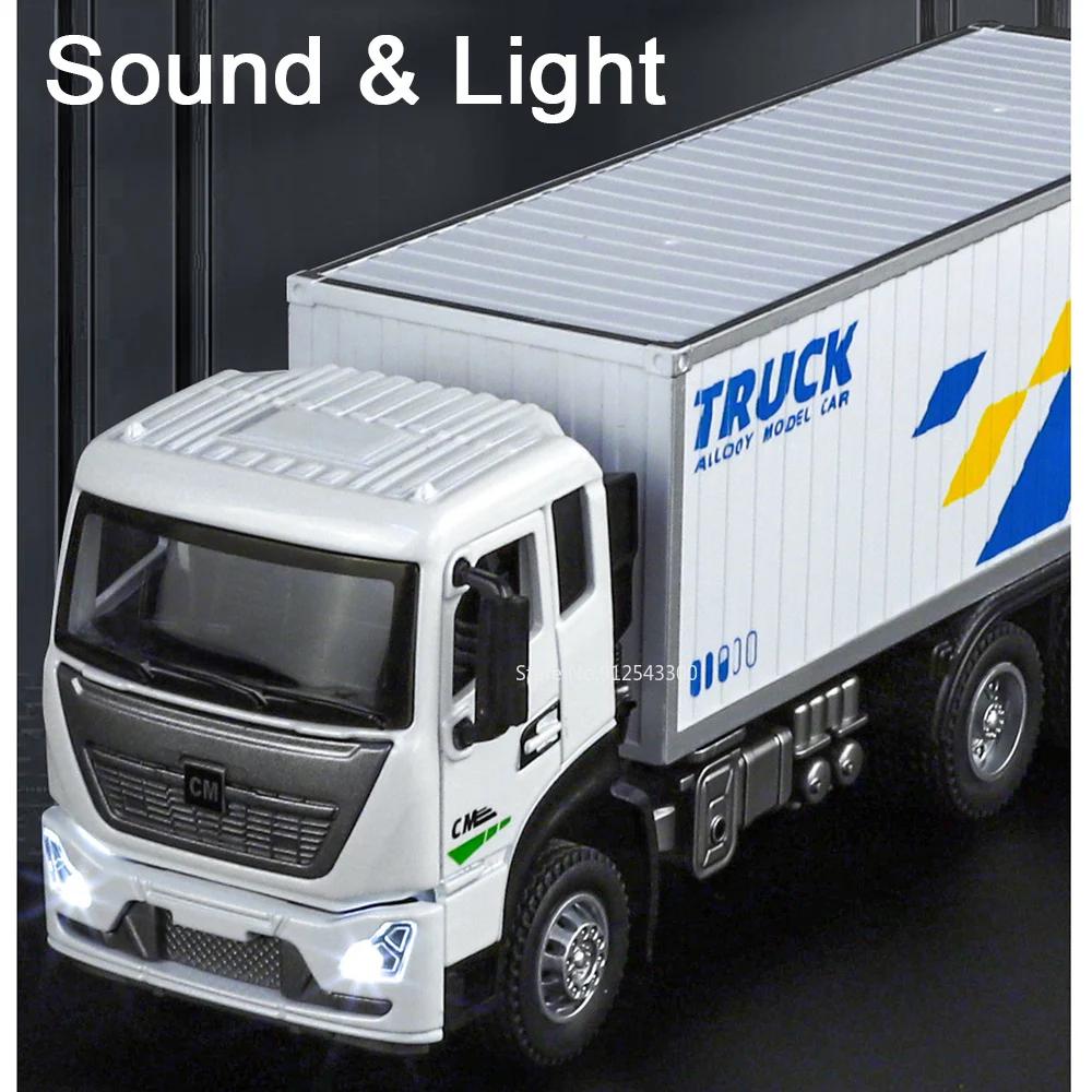 1:32 Container Transport Drone Launch Car Model Toy Alloy Body Rubber Tire Sound Light Pull Back Engineering Models Kid Present