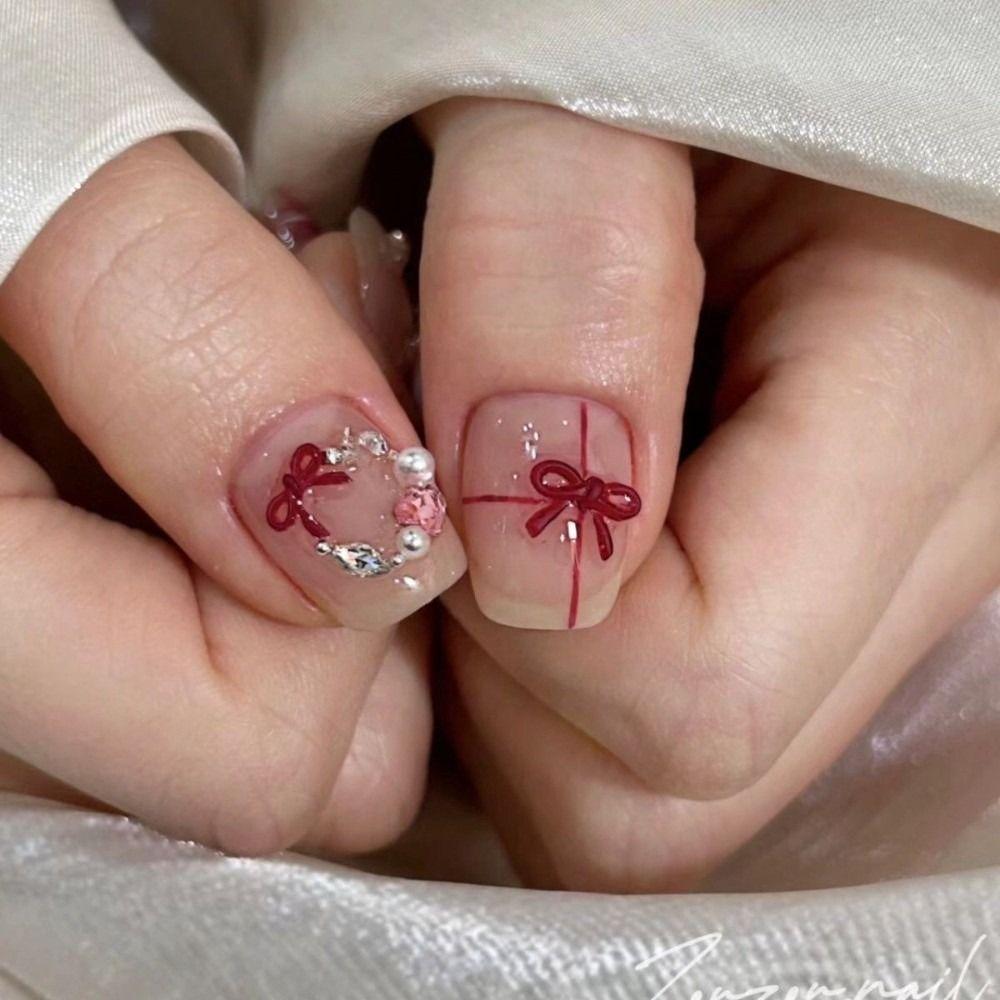 Wine Red Nail Accessories 3D Bowknot Bow Nail Accessories Nail Art Decorations Princess Series