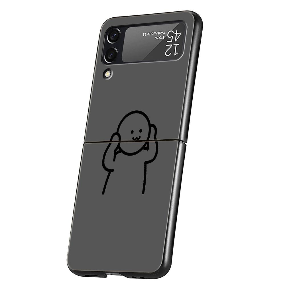 Matchman Cartoon Hard PC Phone Case For Samsung Galaxy Z Flip 5 4 3 Black Cover For Galaxy Z Flip 6 Foldable Shockproof Case Bag