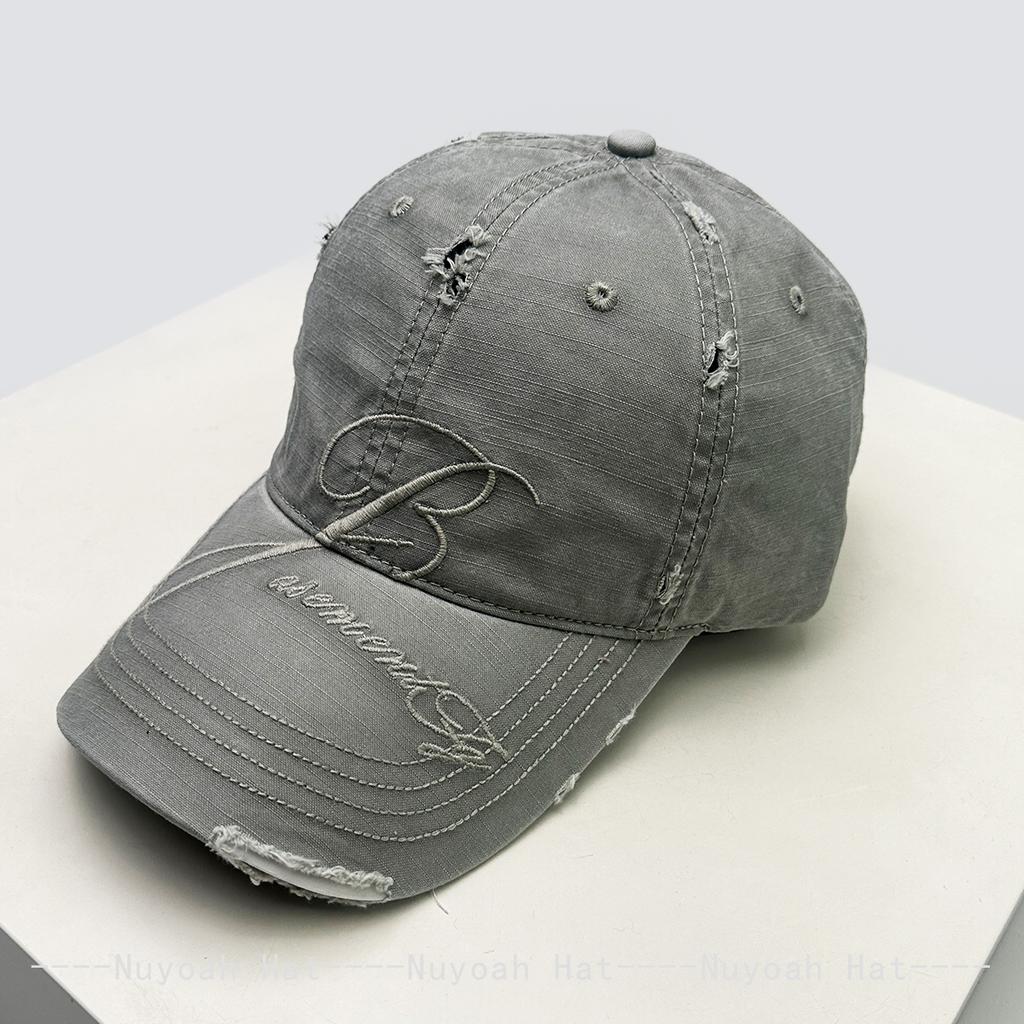 And Women American Vintage Embroidered B Letter Prints Baseball Caps Sun Protection Broken All-Match Personalized Peaked Hats Fashion Street Style