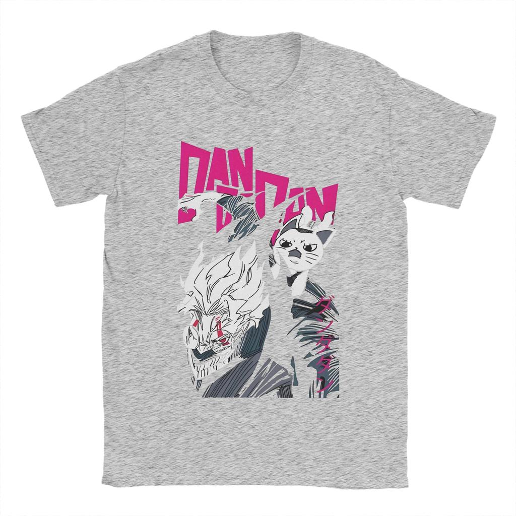 Leisure Dandadan Okarun and Cat T Shirt Men's Round Neck Short Sleeve Tops Shirts Anime Cotton Summer Clothing