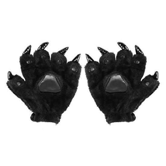 Urocze Rękawiczki Dinozaura z Łapą Potwora Cosplay Puszyste Ciepłe na Jesień i Przebranie Boże Narodzenie Czarne Pazury, Nadruki, Skóra, Zwierzę, Rękawiczki,