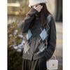 Demana Women's Wool Blend Argyle Knit Cardigan