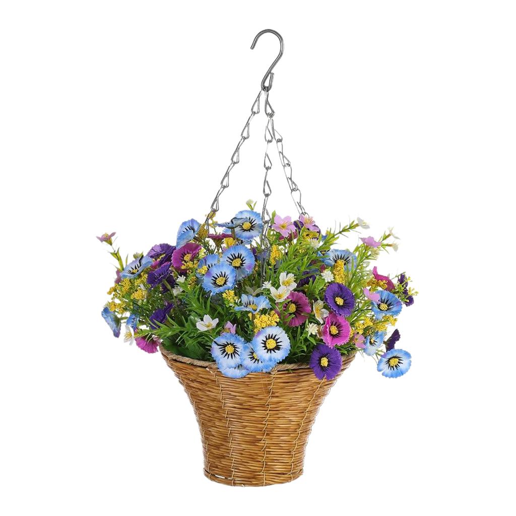 New Artificial Hanging Flowers In Basket Silk Fake Flowers Chain Hanging Basket Flowerpot Wedding Home Party DIY Decoration