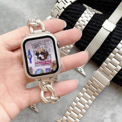 Luxuriöses Metallarmband für Apple Watch Ultra 8, 7, 6, 5, 4, Sternenlicht-Stahl-Kettenriemen für iWatch 38 mm, 41 mm, 42 mm, 44 mm, 45 mm, 40 mm, 49 mm